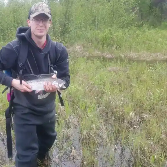 Fly fishing for salmon on Willow Creek